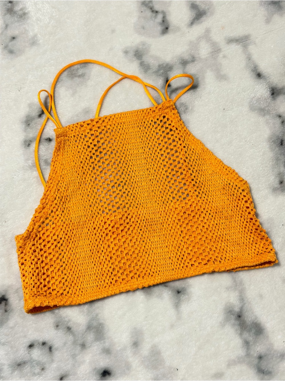Kids Orange Crochet Swim Top